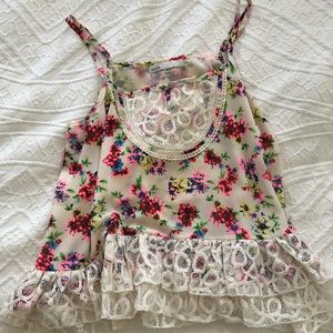 Spaghetti strap floral tank top
